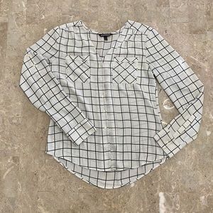 Express Black & White Button Down Blouse Size XS